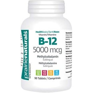 Prairie Naturals Sublingual B12 Methylcobalamin 5,000mcg & Folic Acid Tablet