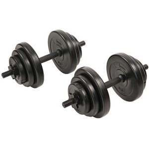 Sunny Health & Fitness Exercise Vinyl 40 Lb Dumbbell Set Hand Weights for