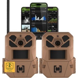 Moultrie Edge 3 Cellular Trail Camera - 2 Pack - 40MP HD Photo Capture - 1080p Low-Glow Flash - GPS - Multi-Carrier Auto-Connect - Built-in Memory - 0.5s Trigger Speed - AI Buck Detection