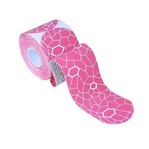 THERABAND Kinesiology Tape, Waterproof Physio Tape for Relief, Muscle & Joint Support, Standard Roll with XactStretch Application Indicators, 2" X 10" Strips, 20 Precut Strips, Pink/White