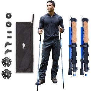 Cascade Mountain Tech Lightweight Aircraft-Grade Aluminum Trekking Poles with Extended Down Grip Plus Tip Kit