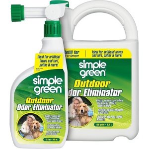 Simple Green Outdoor Odor Eliminator for Pets, Dogs, Ideal for Artificial Grass & Patio (32 oz Hose End Sprayer & 1 Gallon Refill)